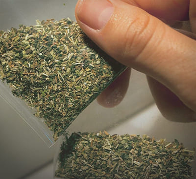 Пакетики со спайсом в руке